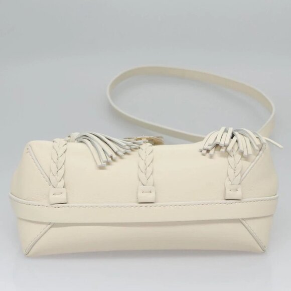 Chloe Fringe Hand Bag Leather 2way White Auth BD060AV - Picture 6 of 14